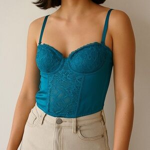 NWT Sincerely Jules Teal Lace Bustier Corset Top S/M